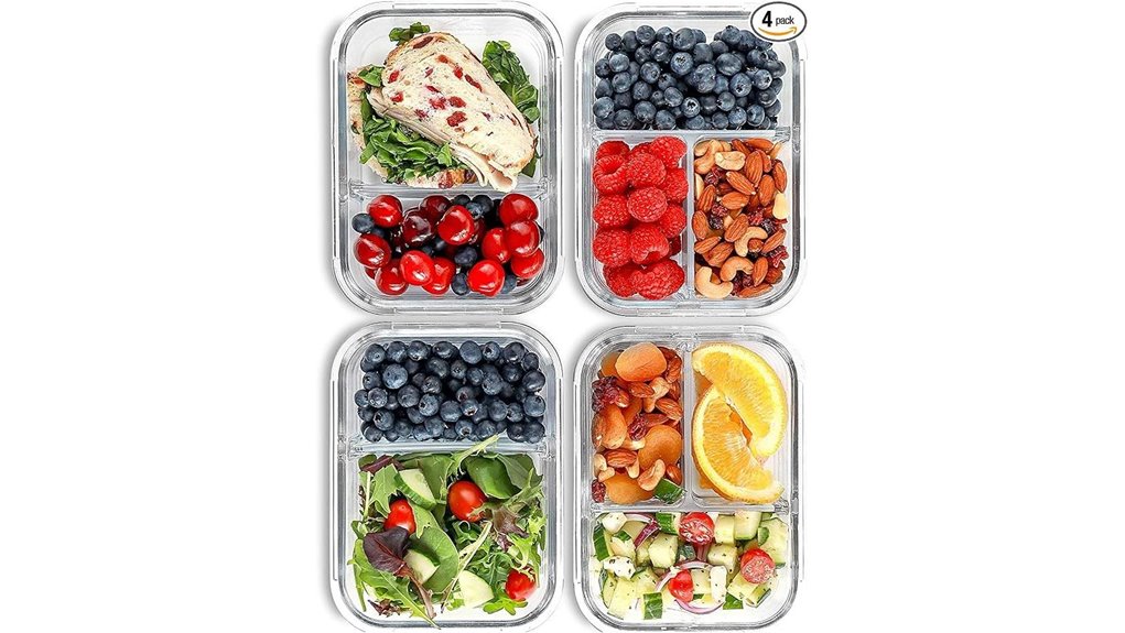 4 pack 32oz glass meal prep