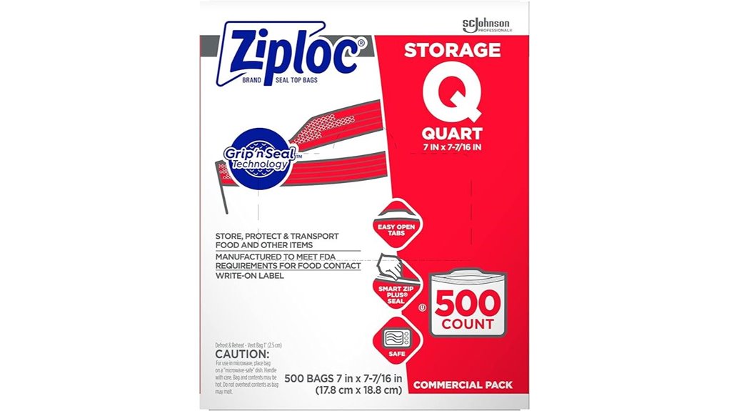 500 count double zip quart bags