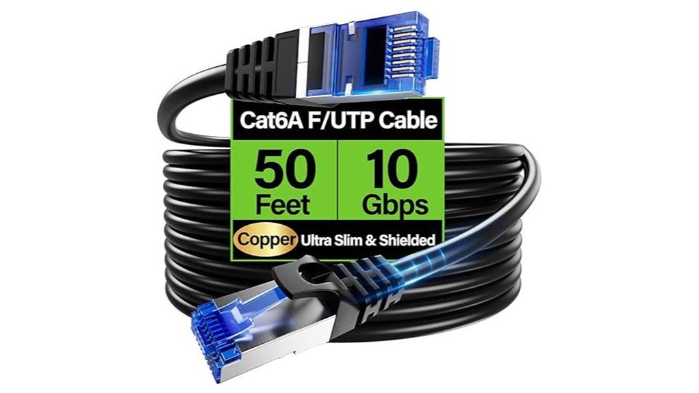 50ft cat6a shielded slim