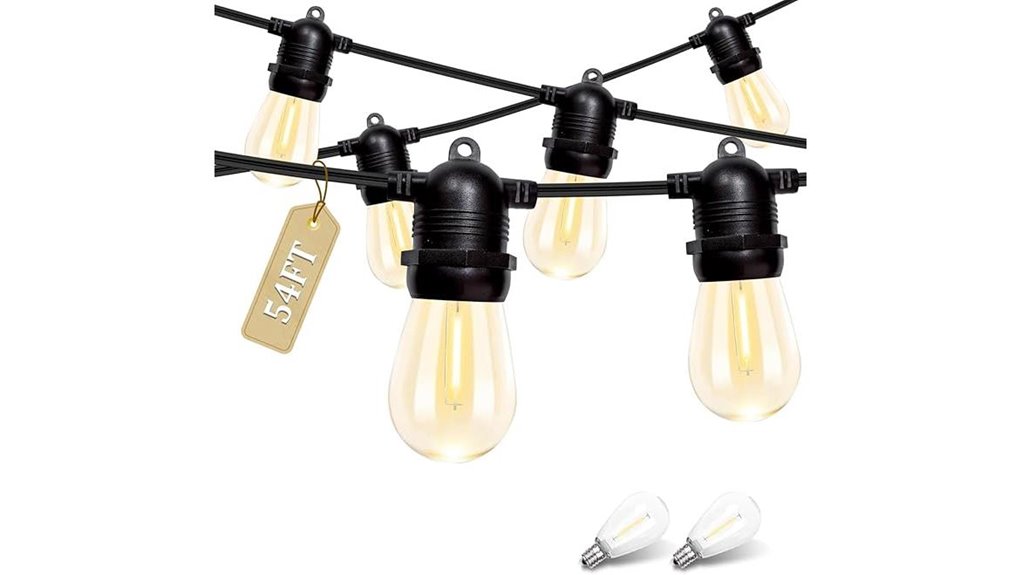 54ft waterproof warm white string lights