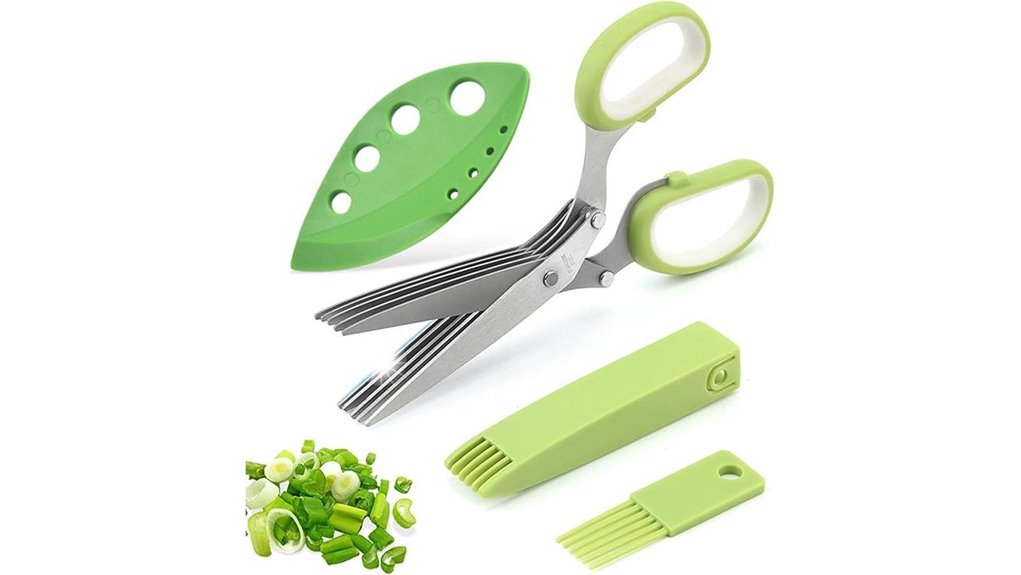 5 blade herb cutting scissors with comb