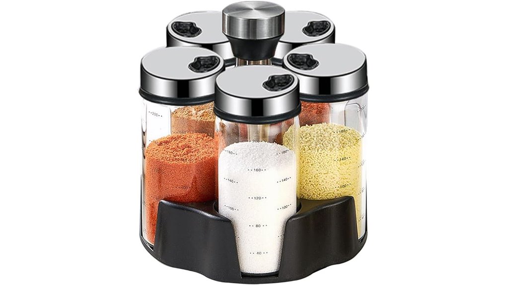 5 jar revolving glass spice rack