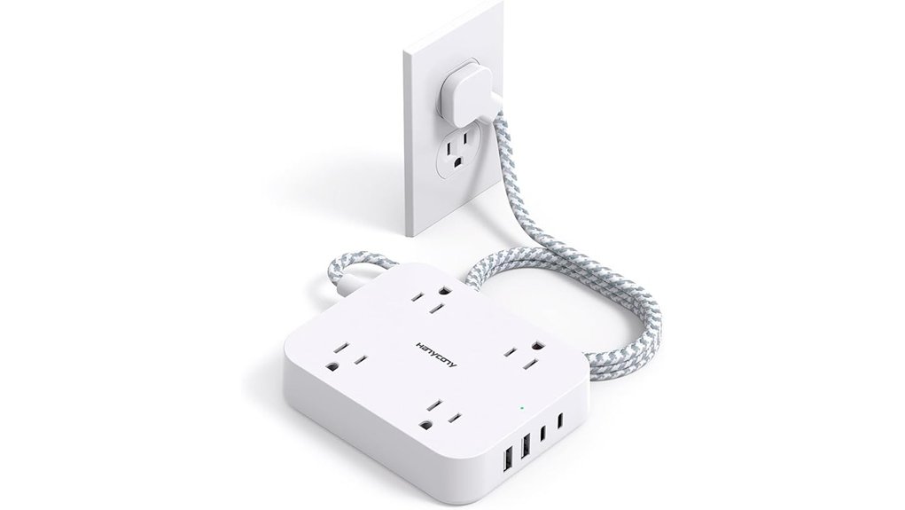 5ft flat plug powerstrip usb c