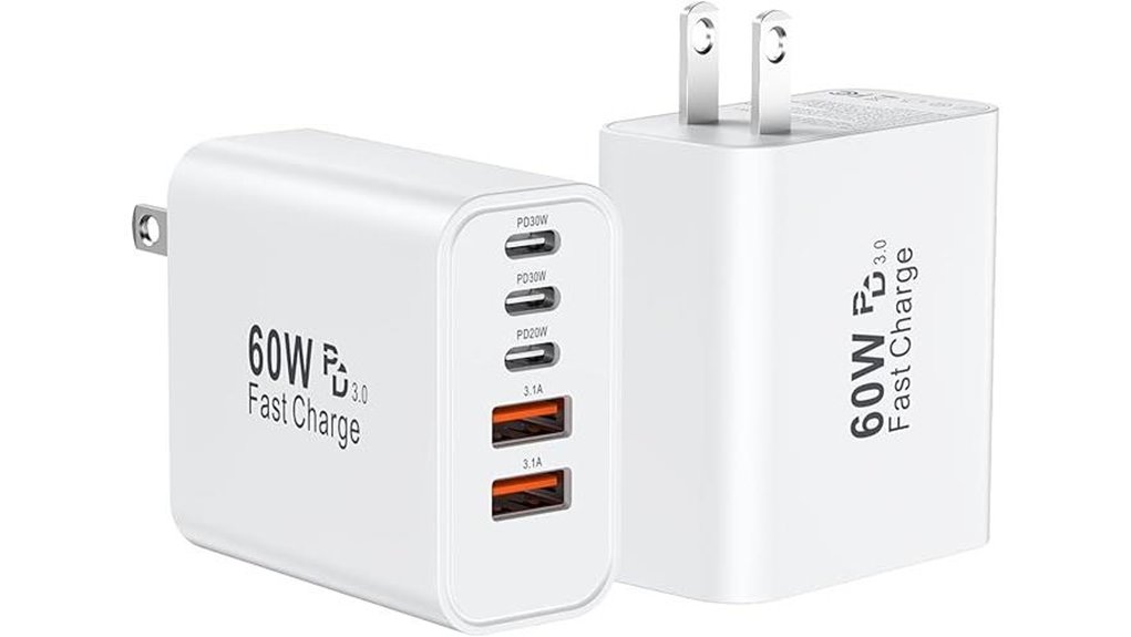 60w usb c five port wall charger