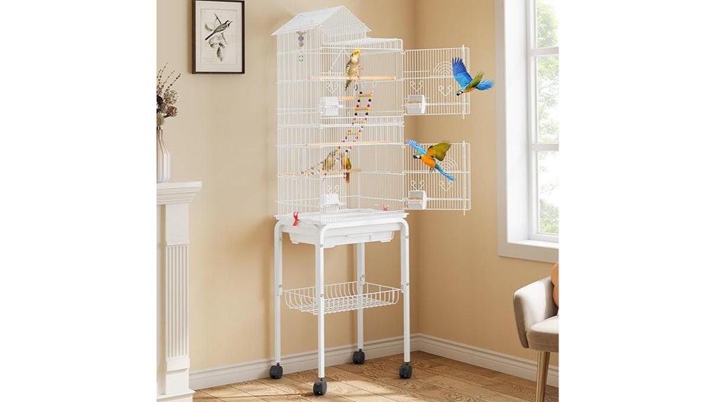62 inch white metal birdcage