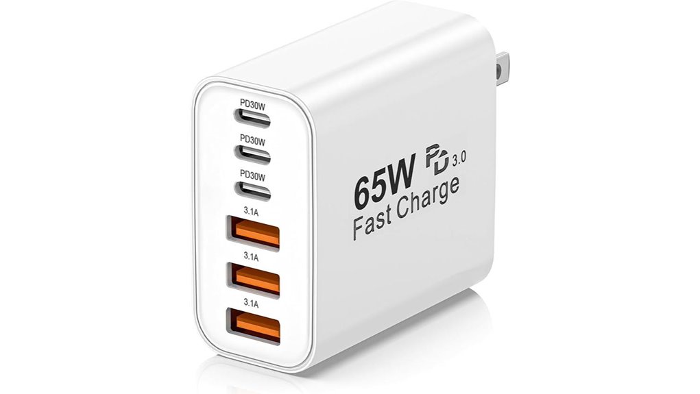 65w six port usb c charger