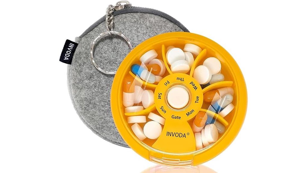 7 compartment rotating weekly pill organizer