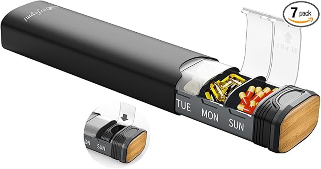 7 day black aluminum organizer