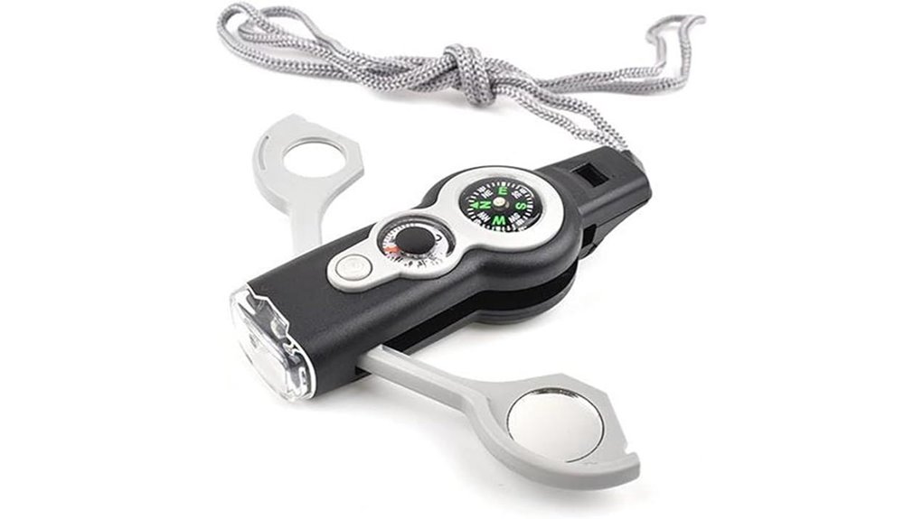 7 in 1 survival multitool compass whistle led