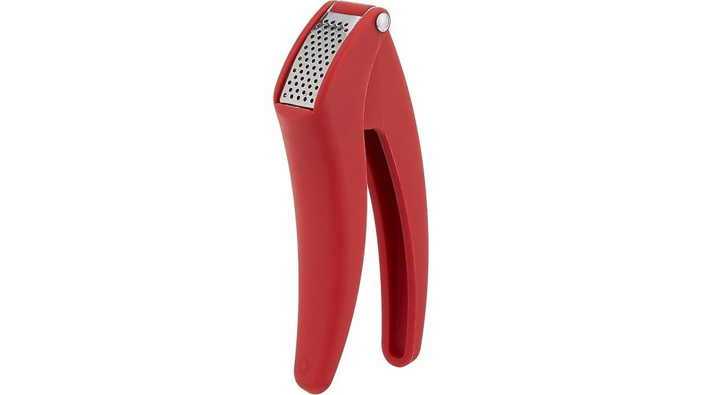 7 inch red peel free garlic press