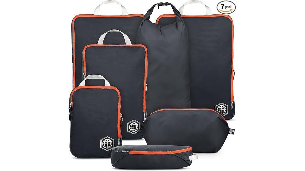 7 piece grey orange compression cubes