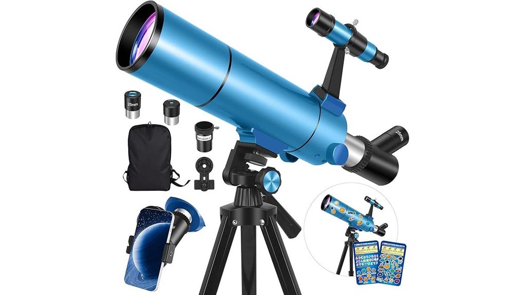 80mm portable refractor telescope