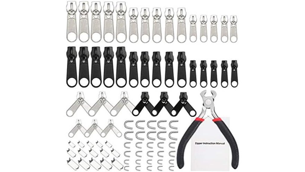 85 piece black silver zipper kit
