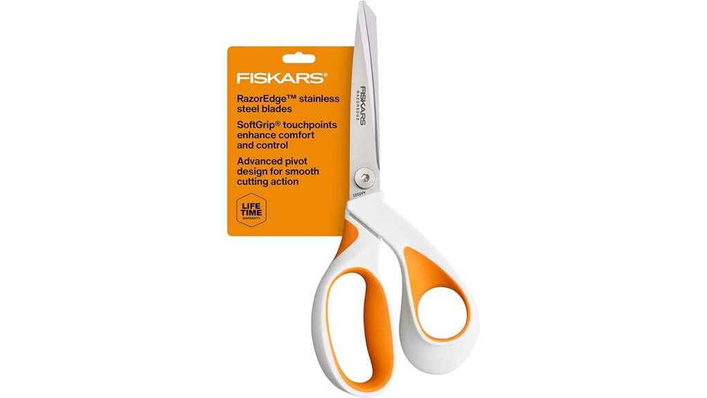 8 inch white orange fabric scissors