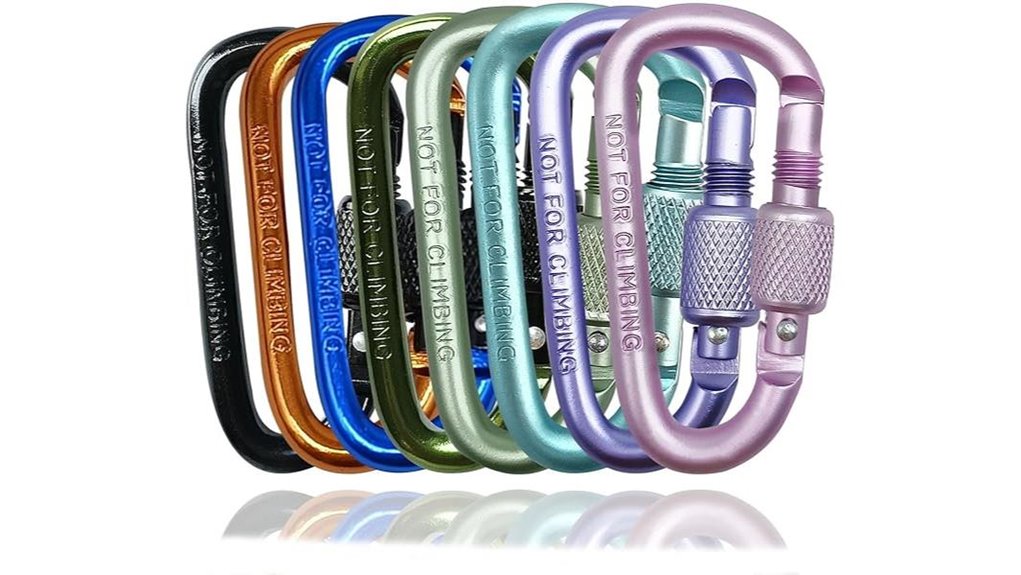 8 pack d shape screw gate keychain clips