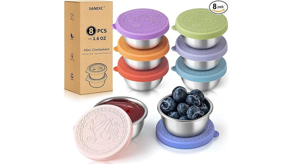 8 pack leakproof stainless saucecontainers