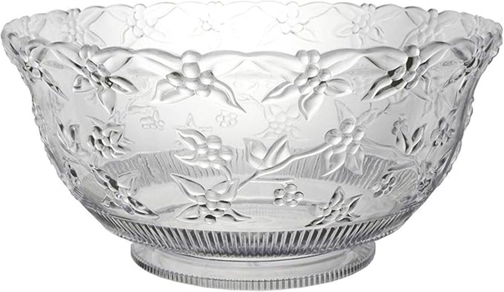 8 quart embossed clear punchbowl