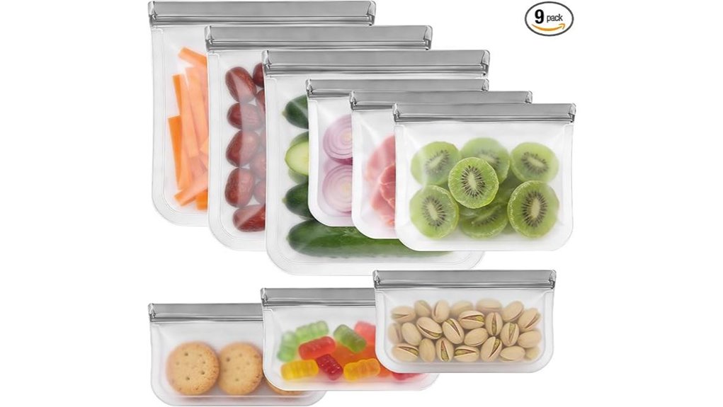9 pack leakproof silicone food bags