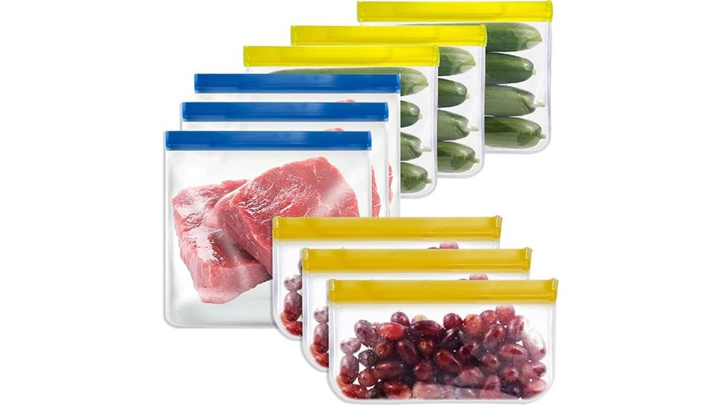 9 piece reusable silicone storage bags