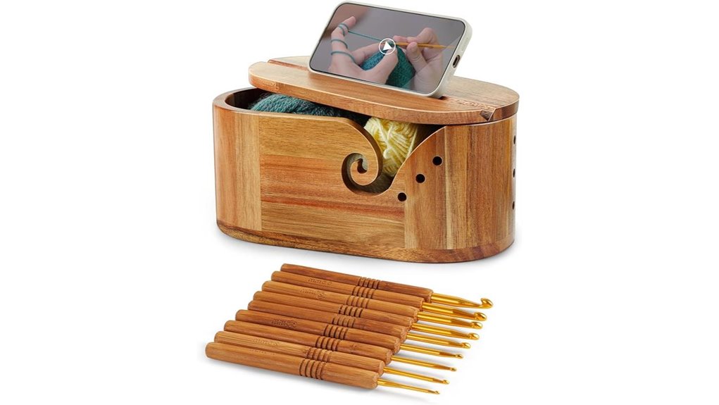 acacia wood yarn bowl