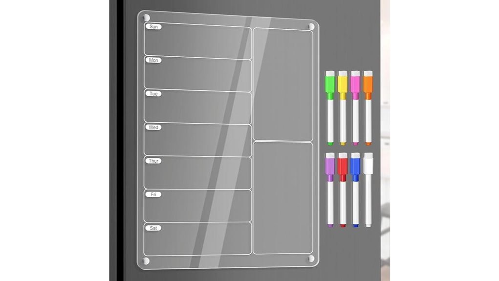 acrylic magnetic weekly meal planner
