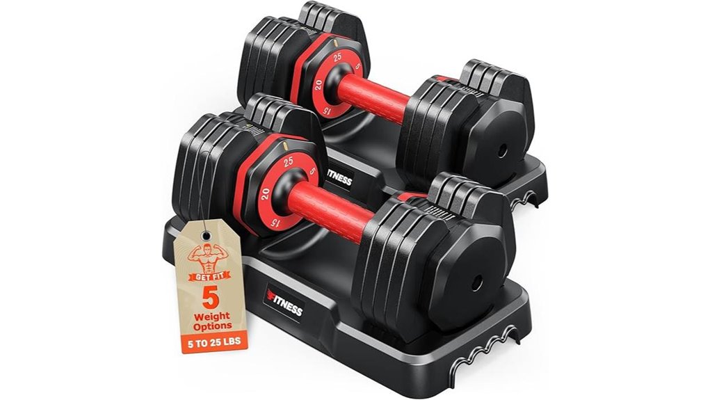 adjustable anti slip dumbbell pair