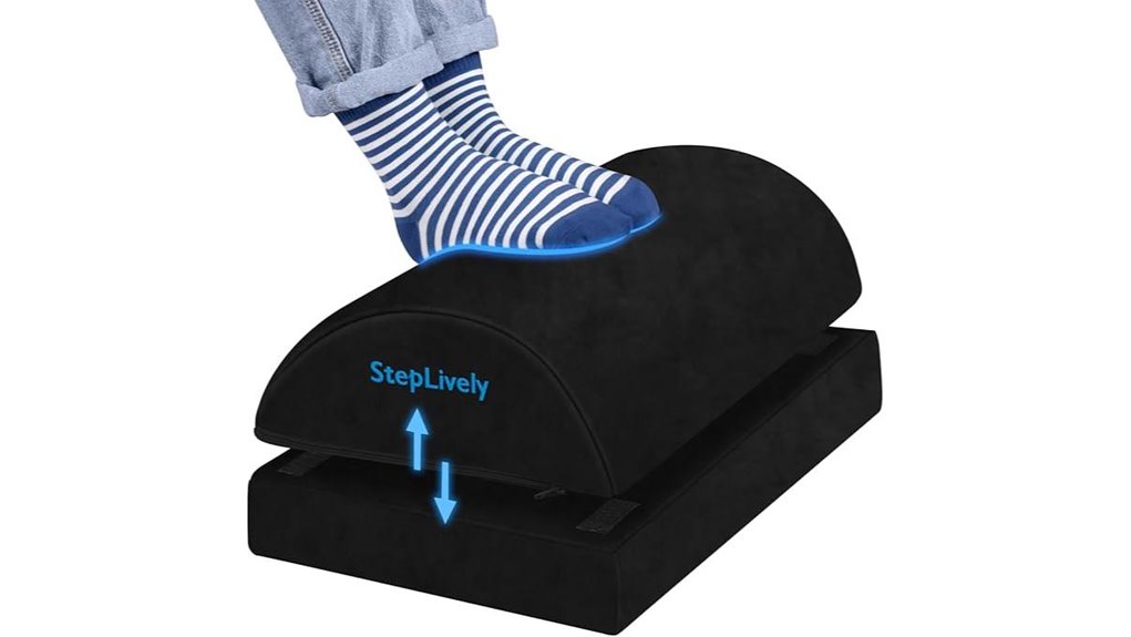 adjustable black under desk footrest