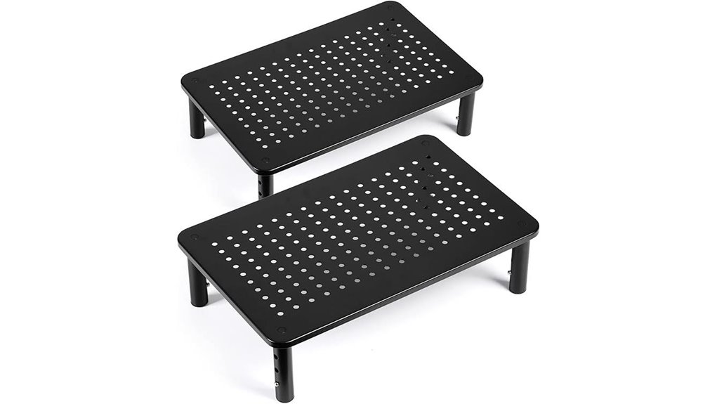 adjustable dual metal monitor riser