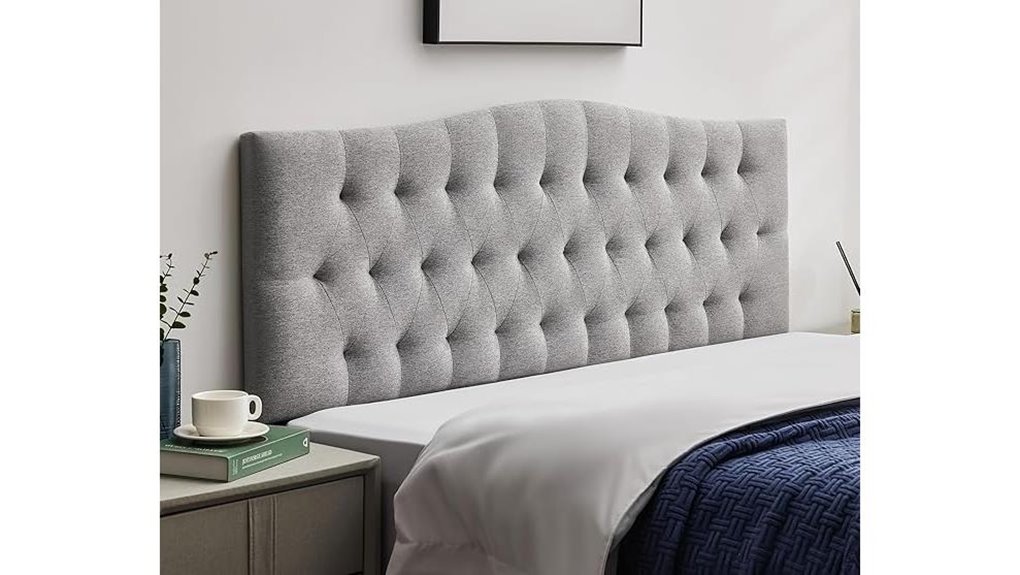 adjustable height tufted linen headboard