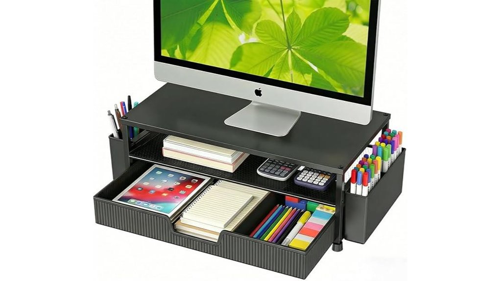 adjustable monitor stand with drawer