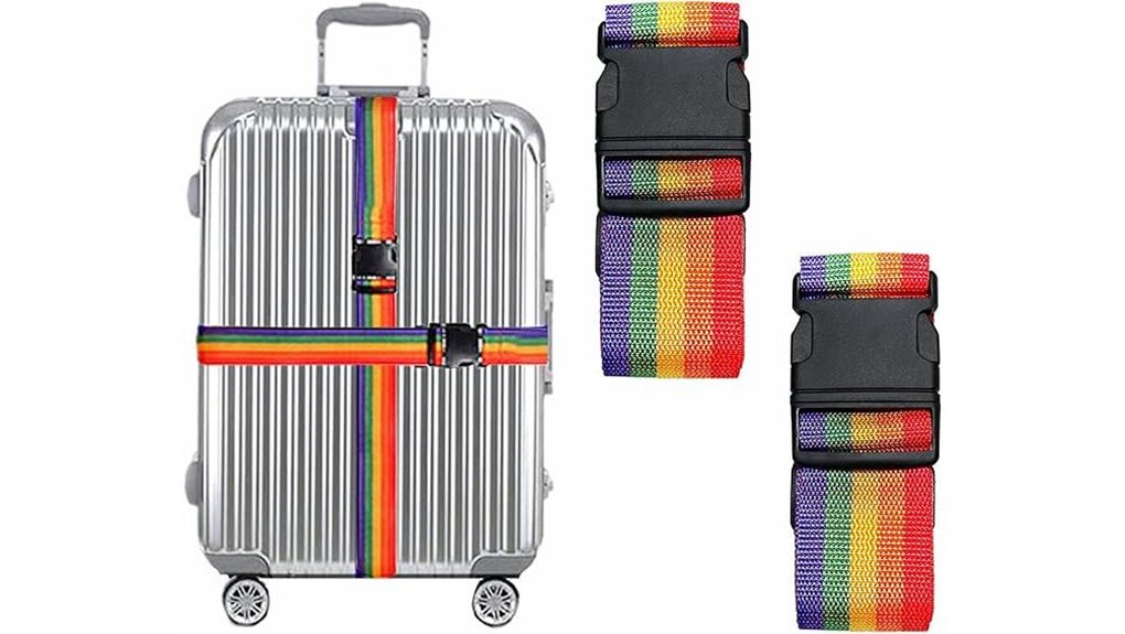 adjustable rainbow luggage strap set