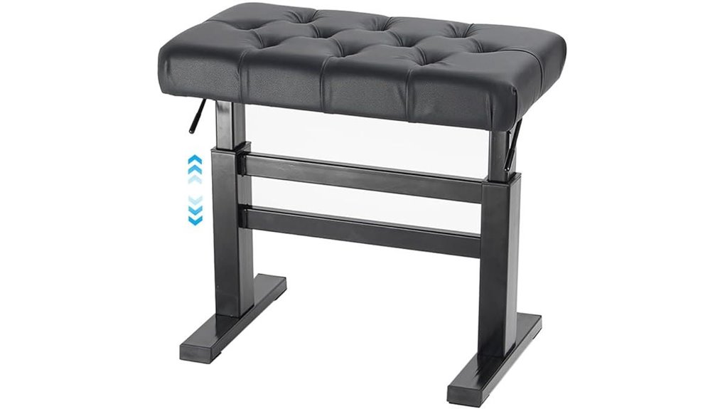 adjustable tufted black piano bench