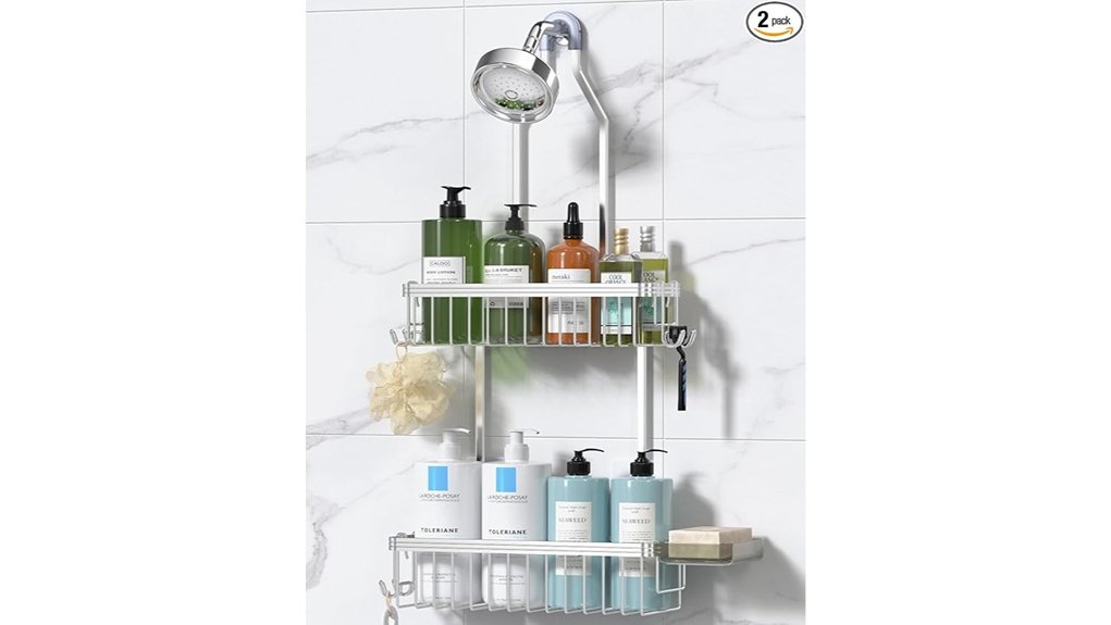aluminum hanging shower caddy