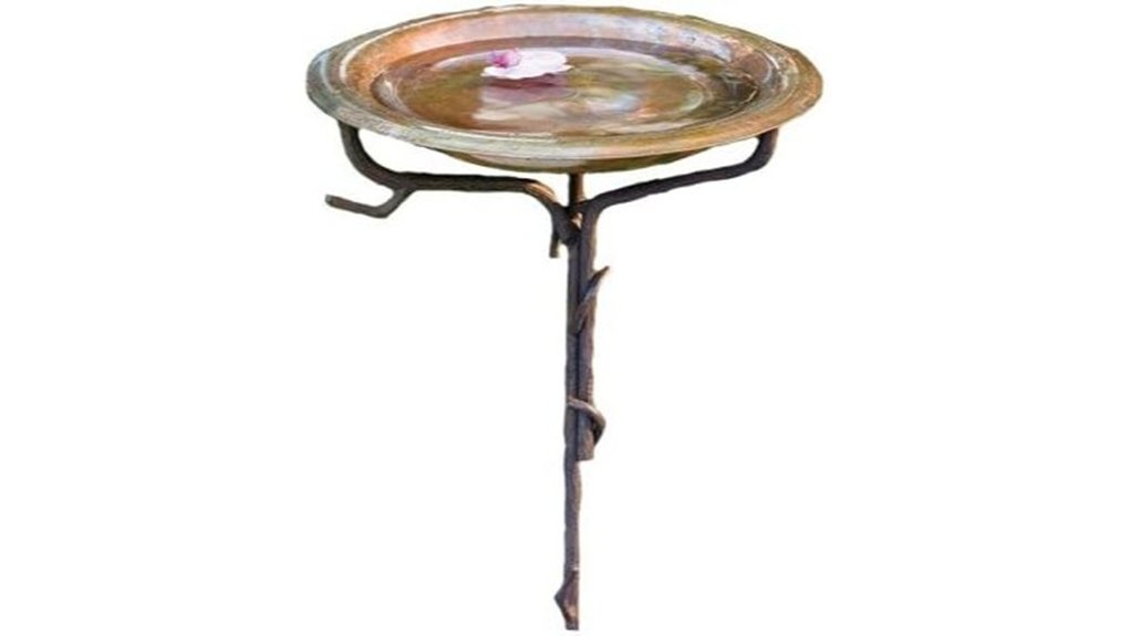 ancient solid copper birdbath