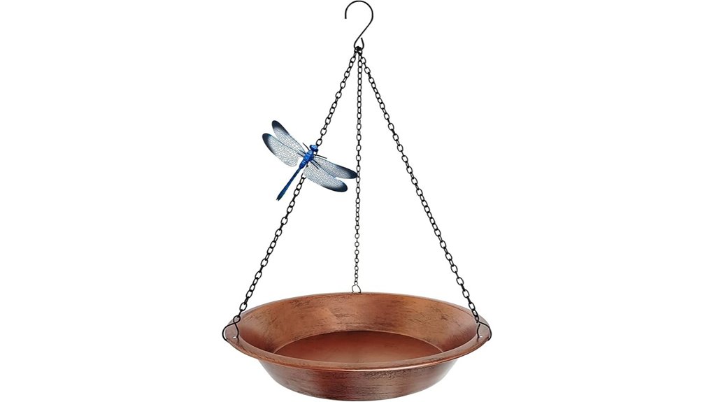antique copper hanging birdbath