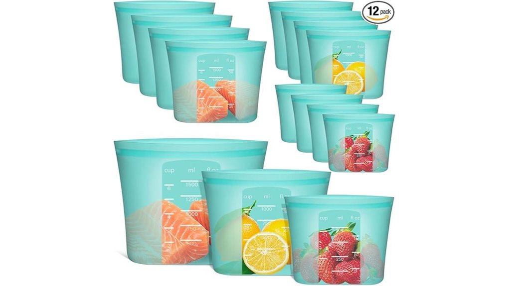 aqua silicone reusable storage bags