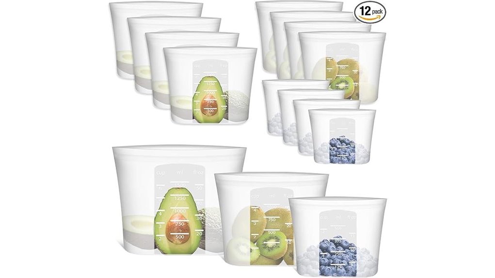 assorted reusable silicone storage bags