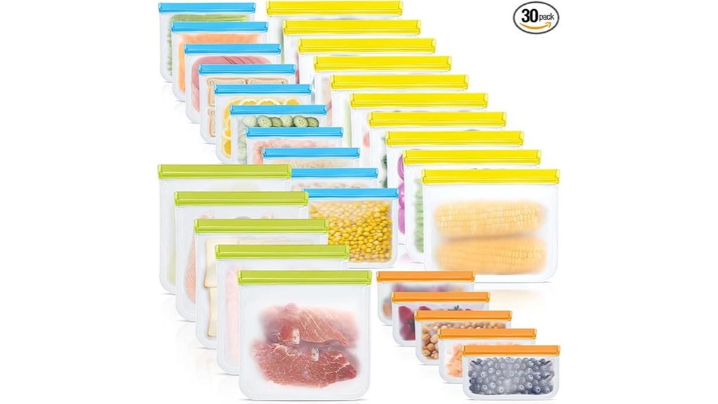 assorted reusable silicone storage bags