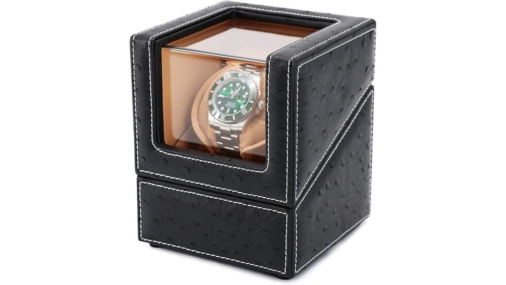 automatic ostrich leather watch winder