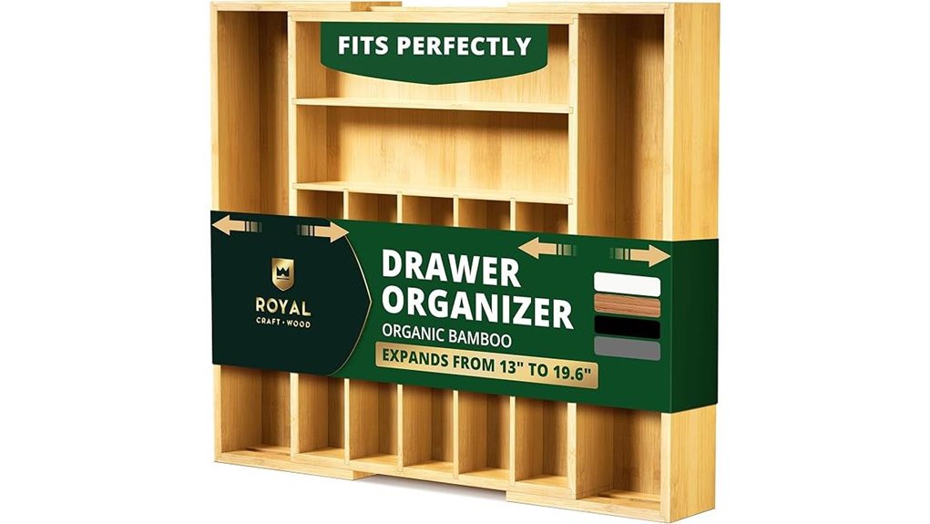 bamboo nine slot silverware organizer