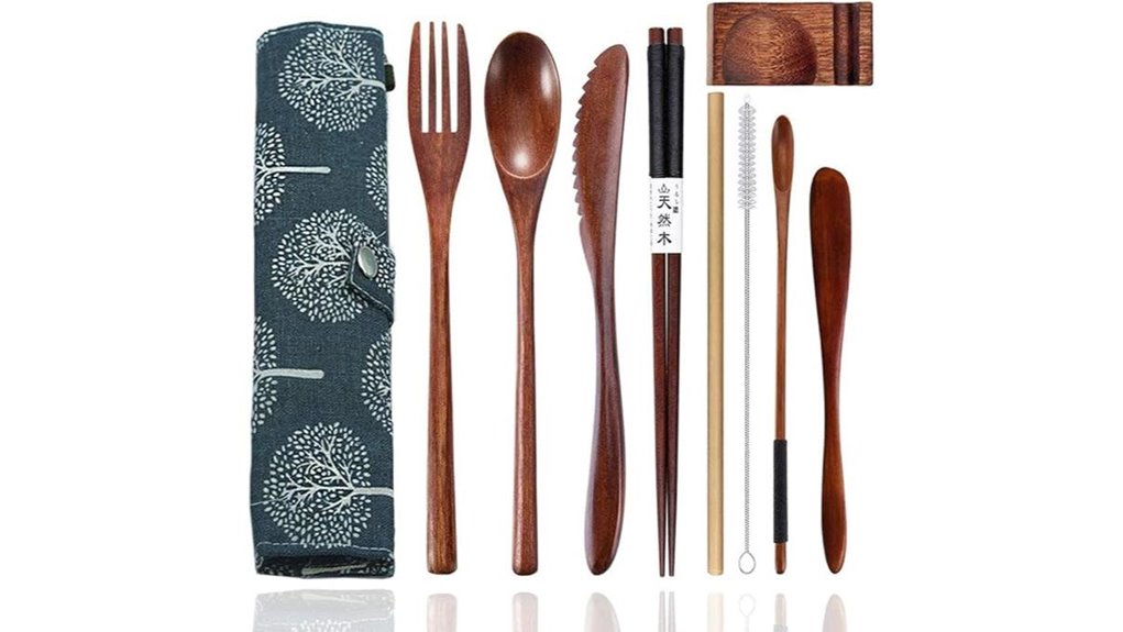 bamboo reusable travel flatware set