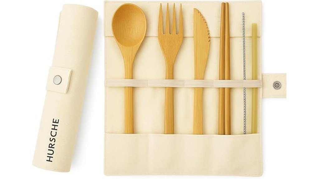 bamboo reusable travel utensil set