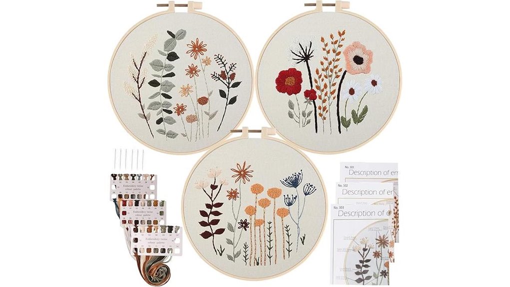beginner embroidery kit trio