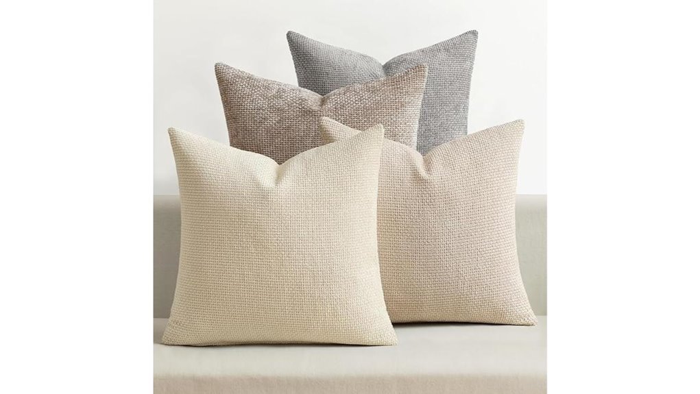 beige 18x18 chenille pillow covers