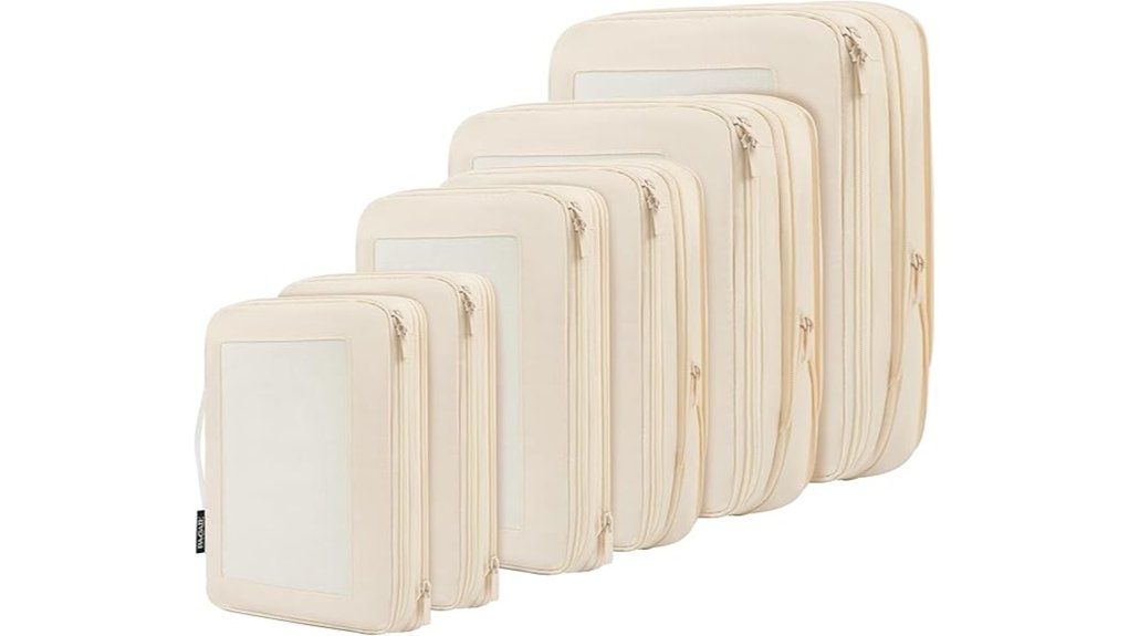 beige bagail compression packing cubes