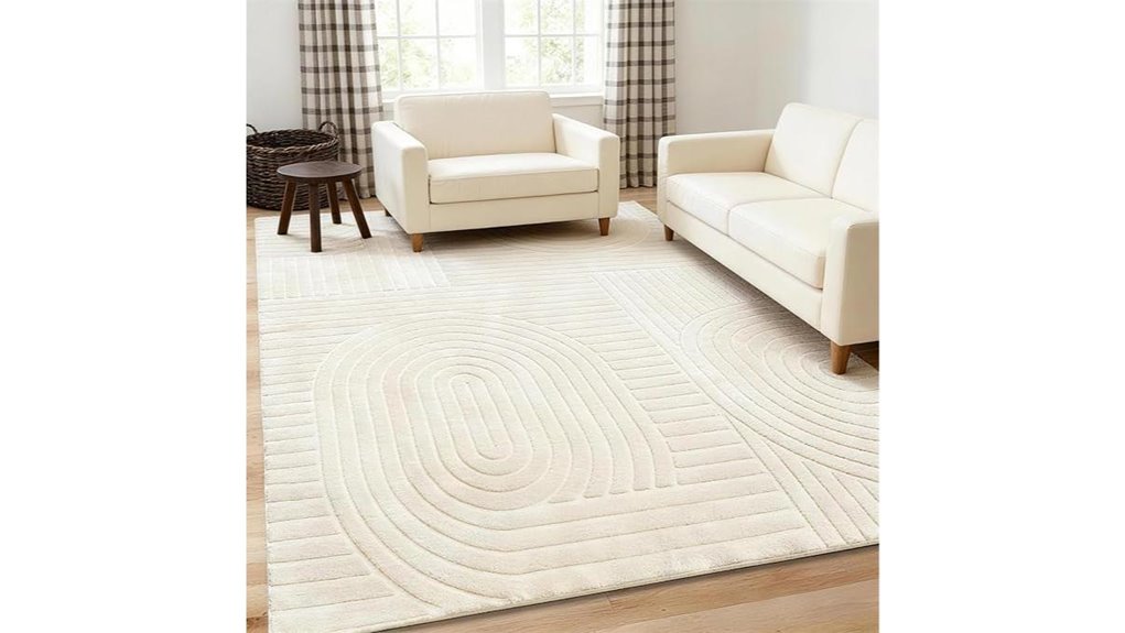 beige geometric washable non slip rug