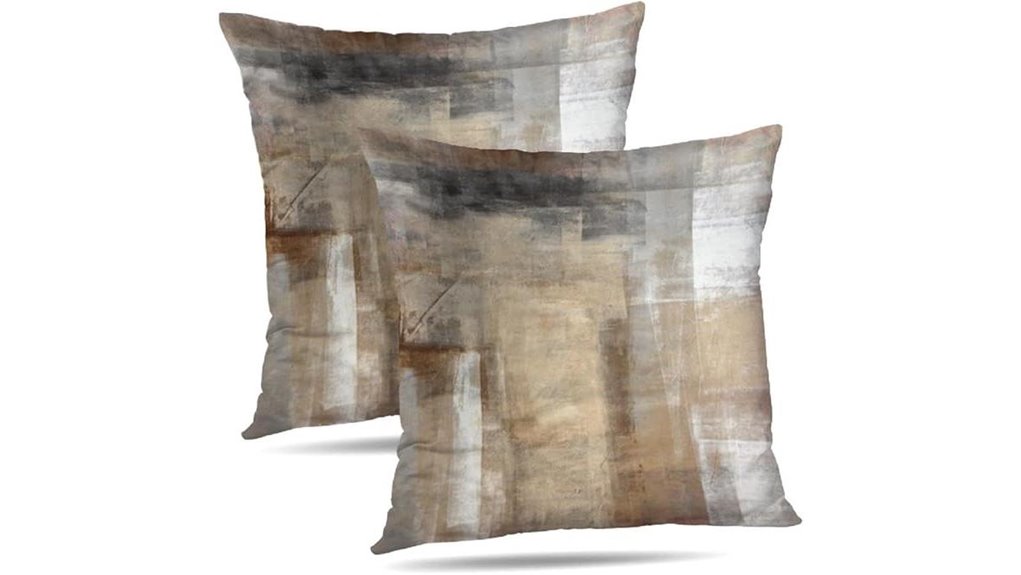 beige grey abstract pillow covers