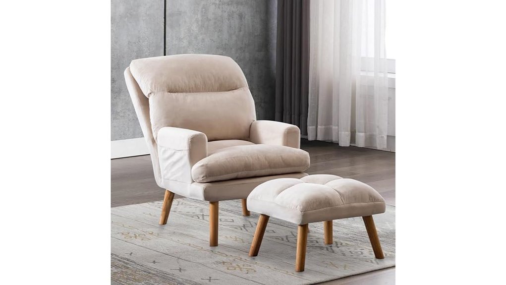 beige velvet accent chair set