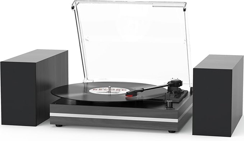 belt drive turntable with speakers
