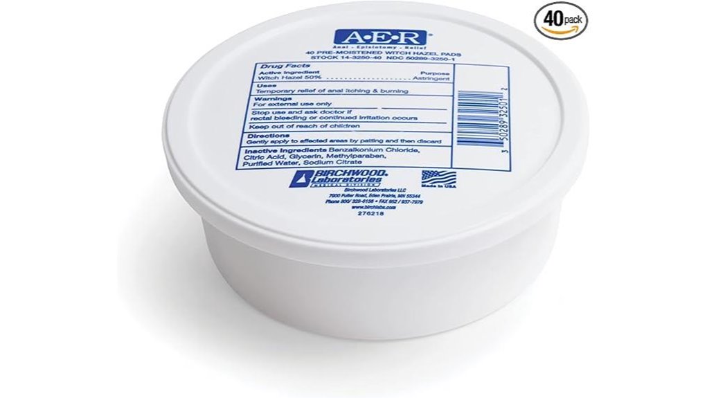 birchwood medicated witch hazel pads